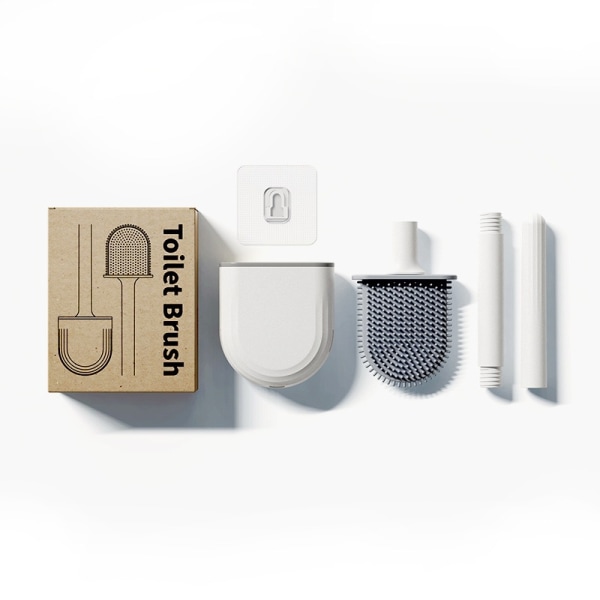 2-pack toalettborste, toalettskålborste och hållare med ventilerad hållare, toalettskrubber med silikonborst, toalettrengöring B