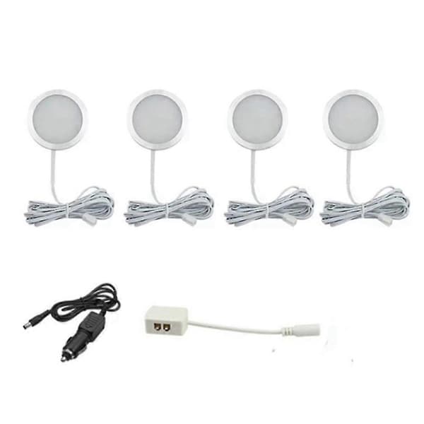 4 stk Bobil Interiørbelysning Lamper Van Båt Belysning LED 12V Camping Interiørlampe [DB] Hvit White