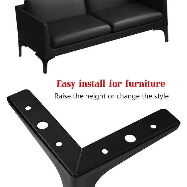 4 stk 7 tommers møbelben, moderne møbler sofaben metall matt svart trekantføtter for bordskap skap sofa sofa