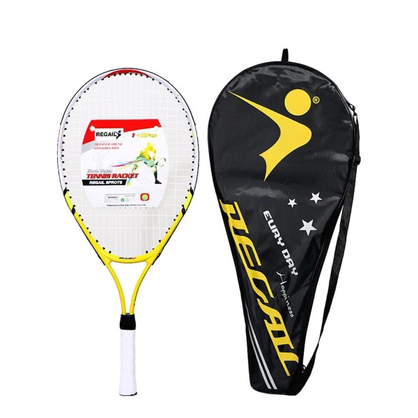 1 set Legerat tennisracket med väska Förälder-barn Sportspelleksaker för barn Tonåringar som spelar spel Yellow 58.5*26*3cm