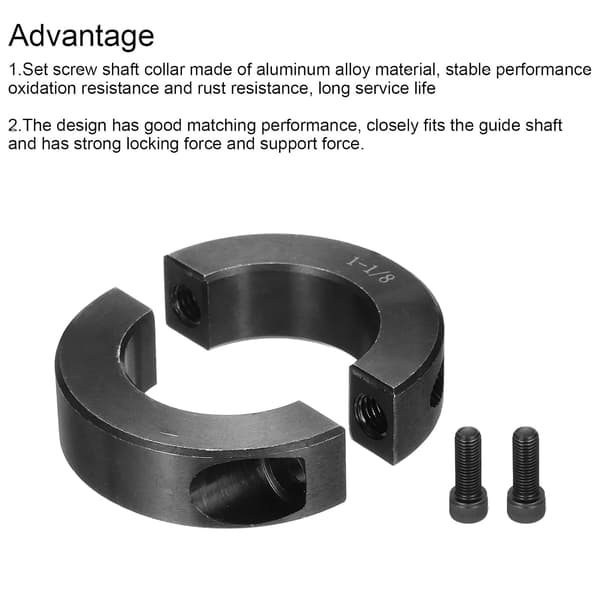Akselkrave 1 1/8\" boring dobbeltdelt klemme Black