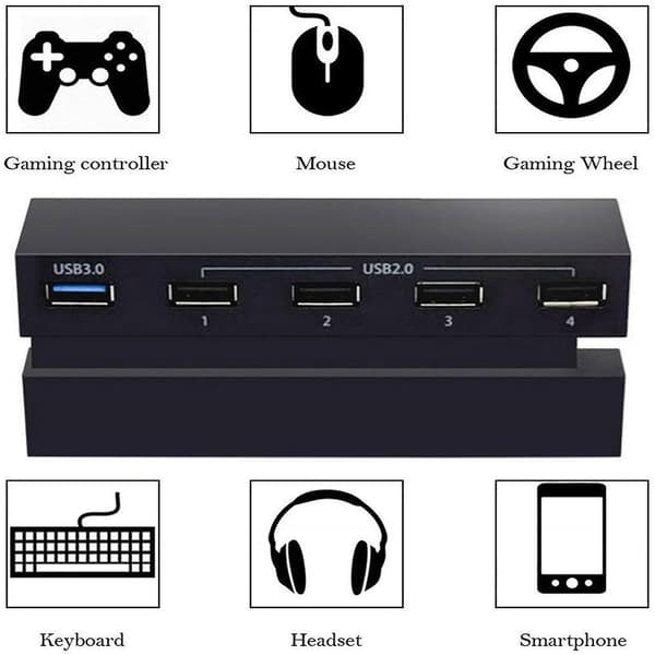 5-ports USB-hub til PS4 højhastighedsoplader controller splitter udvidelsesadapter H