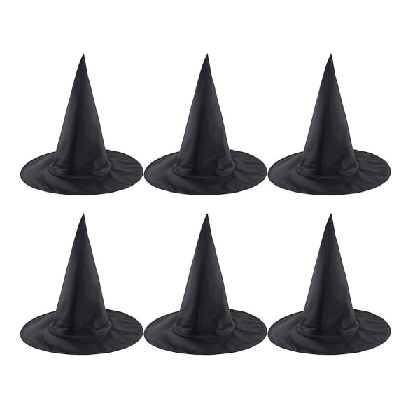 6st Halloween Wizard Hat Oxford tyg häxhatt Halloween Dress-up Cosplay Kostym Tillbehör Svart Black