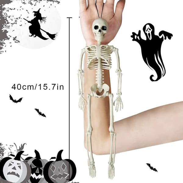 Small Skeleton Decorations Life-Size Full Body Bendable Joints Skeleton 15'' Skeleton Resin 2-pack
