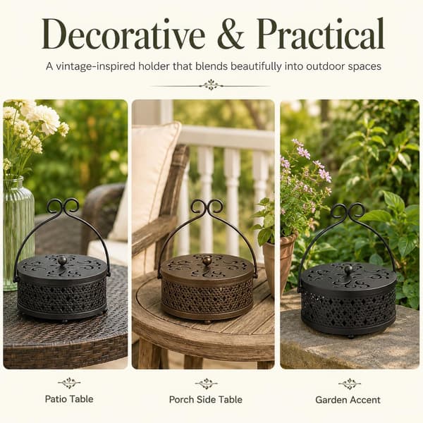 Two-pack mosquito coils with handle, portable retro-style incense burners, suitable for both indoor and outdoor use