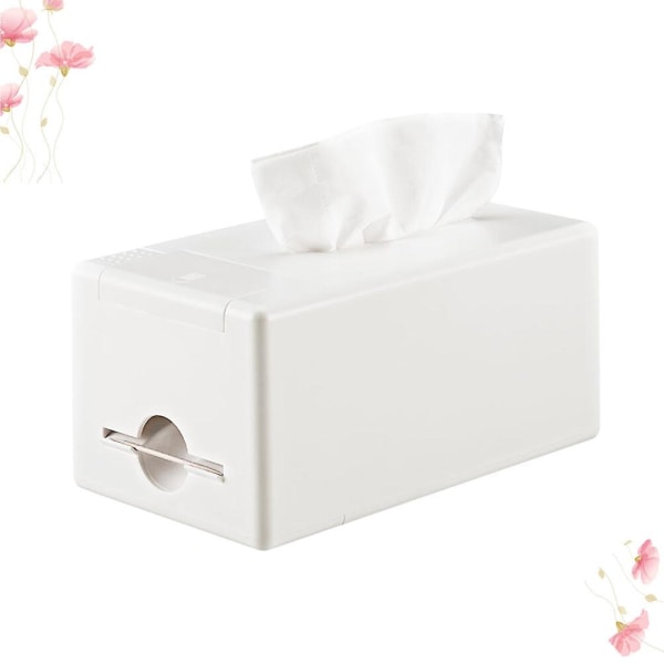 Plastservietholder Multifunktionel silkepapirkasse Automatisk tandstikker Dispenser Desktop Organizer til stuen (grå)Hvid20,3*11,5*9,6cm White 20.3*11.5*9.6cm