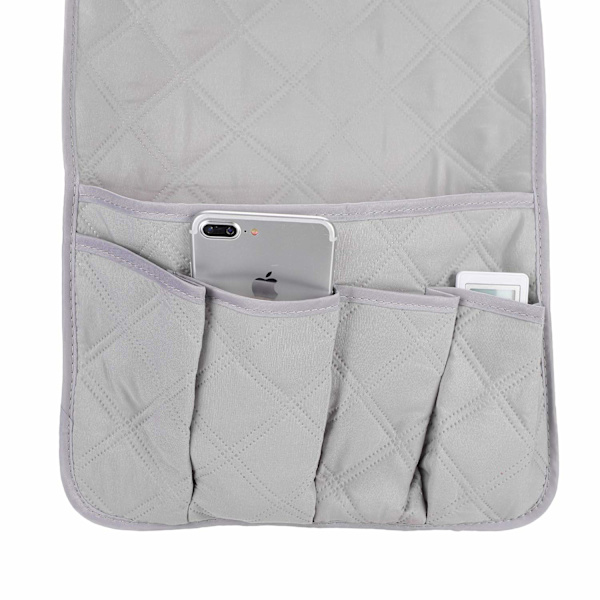 Grå fåtölj Caddy för soffa Fjärrkontroll Armstöd Organizer Halkfri Soffa Armstol med 5 Fack Förvaring