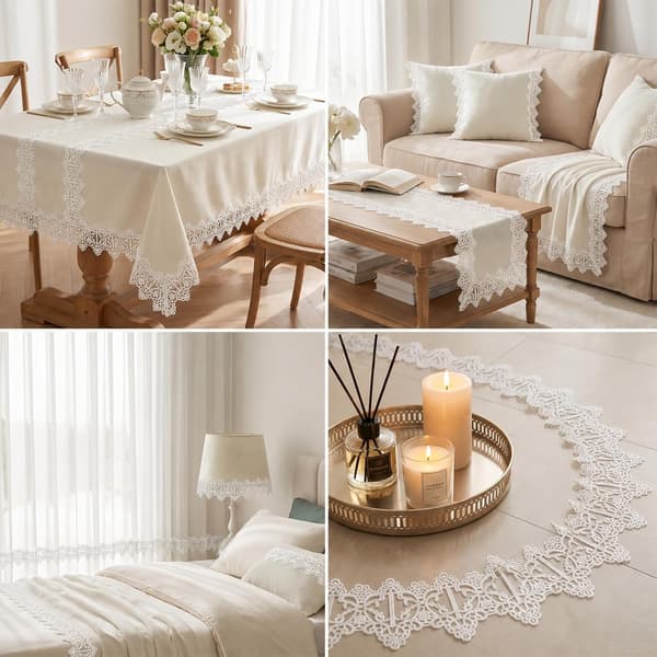 Blondekantbånd, 1,6 tommer x 5 yards blomsterbrodert bånd