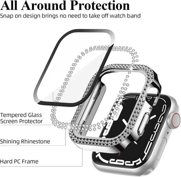 Bling-etui kompatibelt med Apple Watch Series 6 5 4 se 40mm med