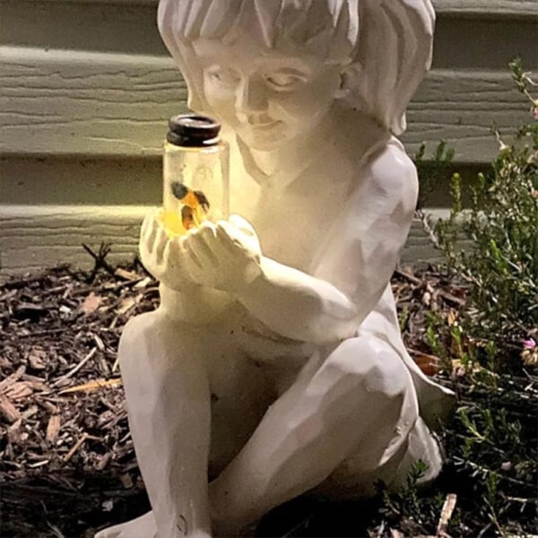 Store hage barn statuer lyser opp Firefly Jar Solar Powered | Girl Garden Yard Art Decor, innendørs og utendørs dekorasjonsgaver, 7,5" B x11,8"H