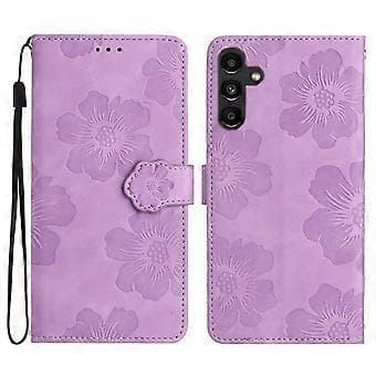 Fodral för Samsung Galaxy A16 5G/A16 4G, blommönstrad läderplånbok med handledsrem Style C Style C