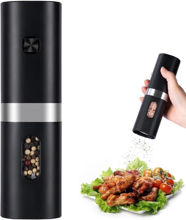 Electric Pepper Grinder, Battery Operated Salt Mill, One-Hand Button Control, Adjustable Coarseness, Battery Not Included