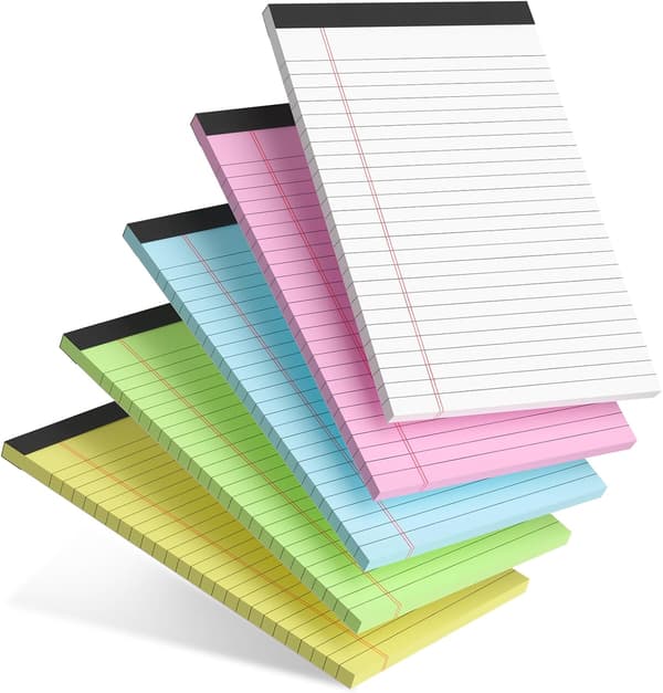 5-pack Small Notebooks, A5 Size, Standard College Ruled Horizontal Layout, Suitable for School and Office, 30 Sheets Per Pack.