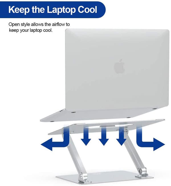 Bærbar computerstativ, ergonomisk bærbar computerstativ, aluminium bærbar computerstativ kompatibelt med 10-15,6 tommer Air, Pro, Dell, HP, Lenovo (sølv)