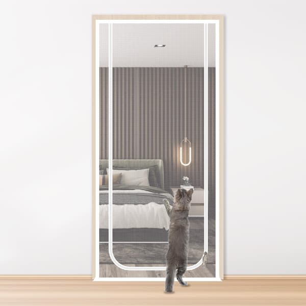 Myggnettingdørgardin, 90 x 200 cm, hvit, PP+PE-materiale, moderne og minimalistisk stil