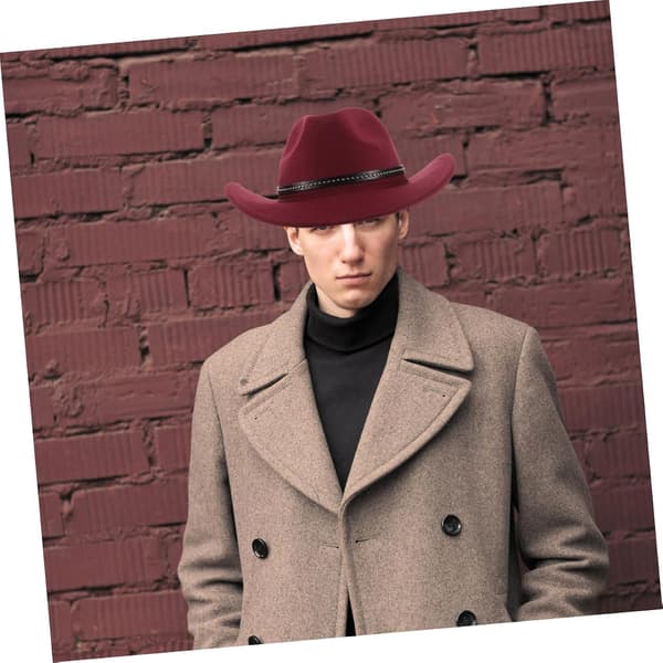 Western Cowboyhat til mænd og kvinder, kaffe, bredskygget jazzhat, stilfuldt etnisk design