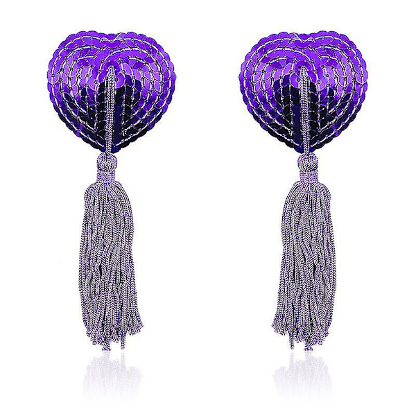 Kvinnliga Sexiga Fransar Hjärtformade Bröstvårtsskydd Lila Purple