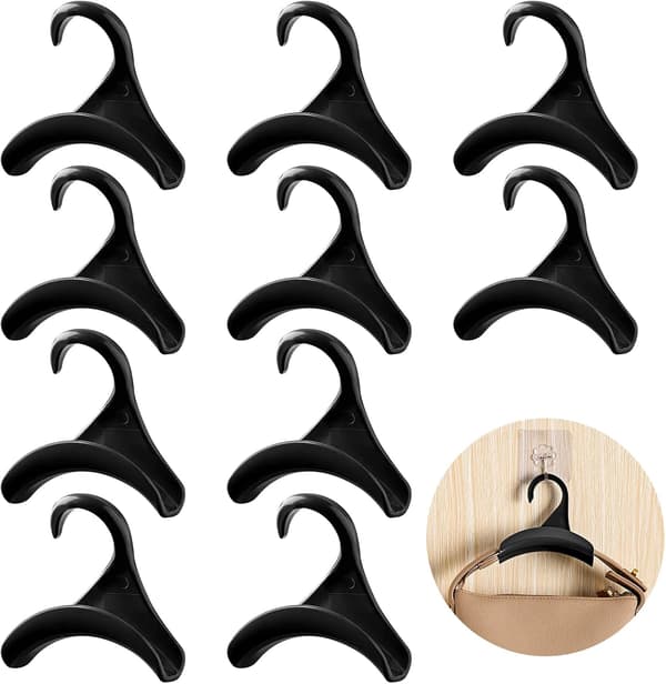 10 sorte kroge - taskekrog - 11*4*11cm - multifunktionelle kroge - velegnet til tasker -mærker -tørklæder og hatte (10 stk. - sort)