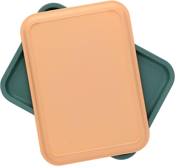 8-delars set med färgglada plastbrickor som mäter 24 x 17 x 1,5 cm, rektangulära minibackar, plastbrickor, små brickor av plast, rektangulära serveringsbrickor