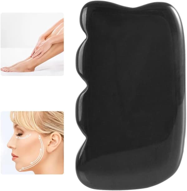 Natural Black Obsidian Gua Sha Stone Scraping Massage Tool Body Face Eyes Neck Back Acupuncture Relaxation Gua Sha Board Scraper Massage Tool