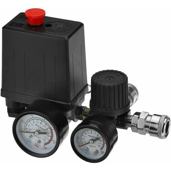 220V 0-180 psi Luftkompressor Trykkbryter Kontrollventil Regulator Måler med Hurtigkobling (220V)