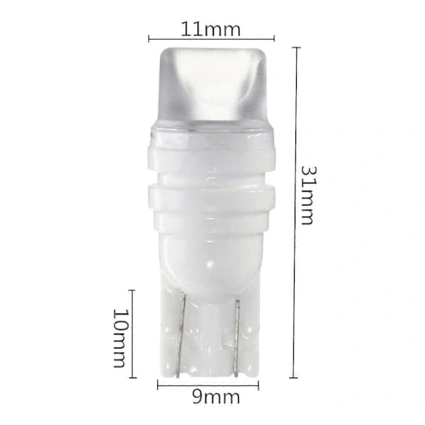 2pcs T10 License Plate Light Multifunctional High Brightness LED 12V 0.6W Car Ceramic Width Reading Lamp L White