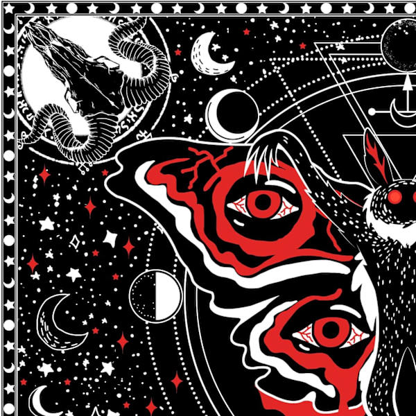 95x73CM Mothman Vægtæppe Skalle Vægtæppe Gotisk Vægtæppe Sort Rød Vægtæppe Mandala Vægtæppe til Soveværelse Stue Hjemmeindretning