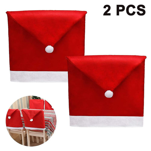 Christmas Santa Claus Hat Chair Back Covers, 60cm X 50cm2pcs