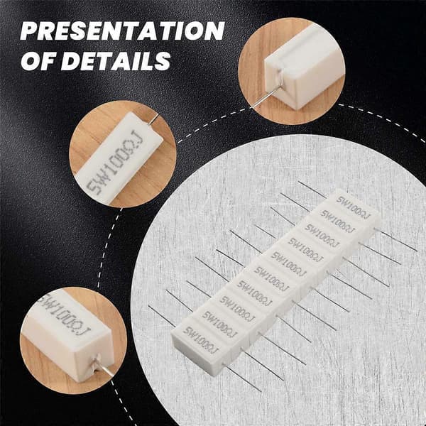 10x Trådviklede Keramiske Cementmodstande 100 Ohm 5W Watt 5%