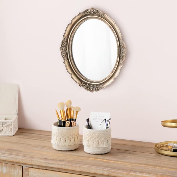 Sæt med 2 Mini Makeupbørsteopbevaringskurve - Boheme Stil - Elfenben