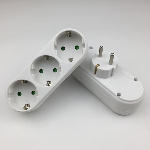 2 stk. 3-vejs stikadapter, 3-vejs multi-kontakt væg- eller skrivebordsstik 16a/250v