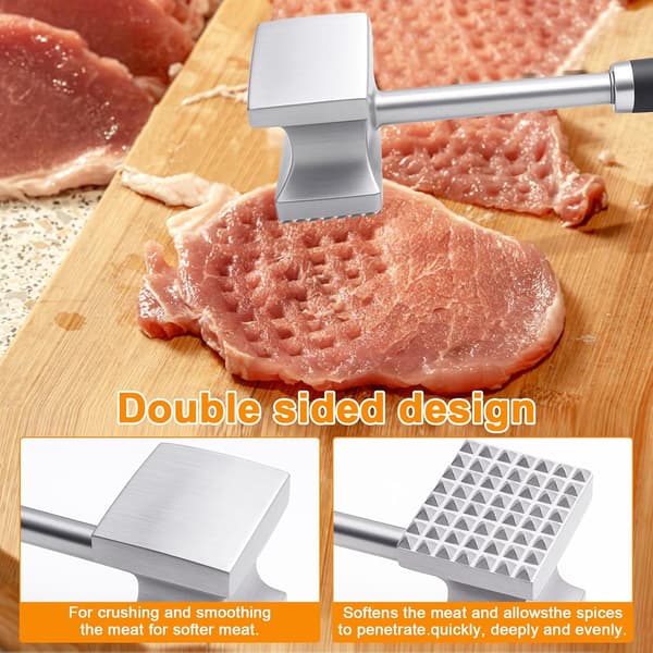 27 cm Professional Meat Tenderizer – Double-Sided Stainless Steel Hammer with Non-Slip Handle for Steak, Chicken, Pork – Durable Kitchen Hammer