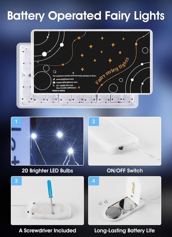 wxsp 12-pack LED-slingor Batteridrivna Slingor Vattentät Silvertråd 2,1 meter 20 LED Eldfluga Stjärnklara Månlampor för DIY Bröllopsfest