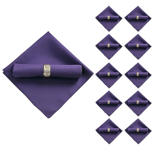 10 kpl 48x48cm polyesterikangaslautasliinat, jotka sopivat ravintolan hääjuhliin, violetti