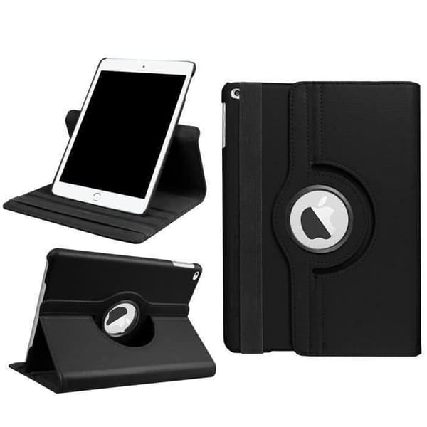 New Apple iPad 9.7 2017 Wifi - 4G-LTE Leather Style Rotating Black Case - 360 Degree Protective Black Tablet Case Bo012[DB]