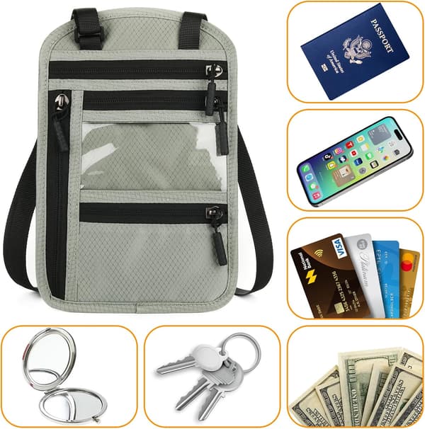 Hals Pung Rejsedokument Organizer Pas Etui Mini Skuldertaske