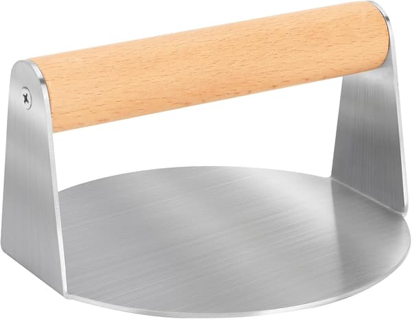 Round Stainless Steel Burger Smasher, Burger Press Grill Press Bacon Press Non-Stick Smash Burger Press