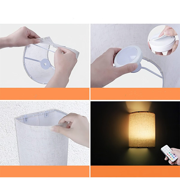 Wall lamps wall lights 3 colors dimmable with remote control 2-pack