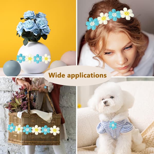 1 stk Blå Blomst Blondekant Broderte Blonder Båndkant Blonder
