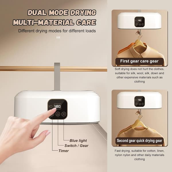 Portable Electric Clothes Dryer, Mini Foldable Dryer, Small Clothes Dryer, 480 Min Timer and PTC Heating Function, for Apartment, Travel, Dorm, RV