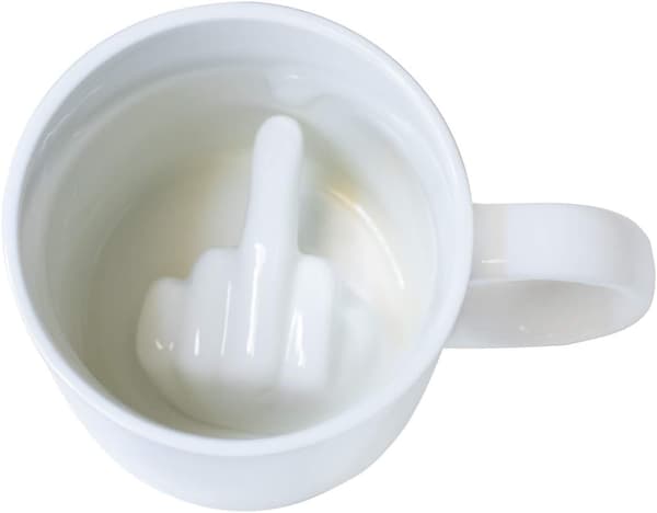 Keramisk te/kaffekop med 3D-interiørdesign 9 x 8,5 x 9 cm (MIDDELFINGER) 300 ml