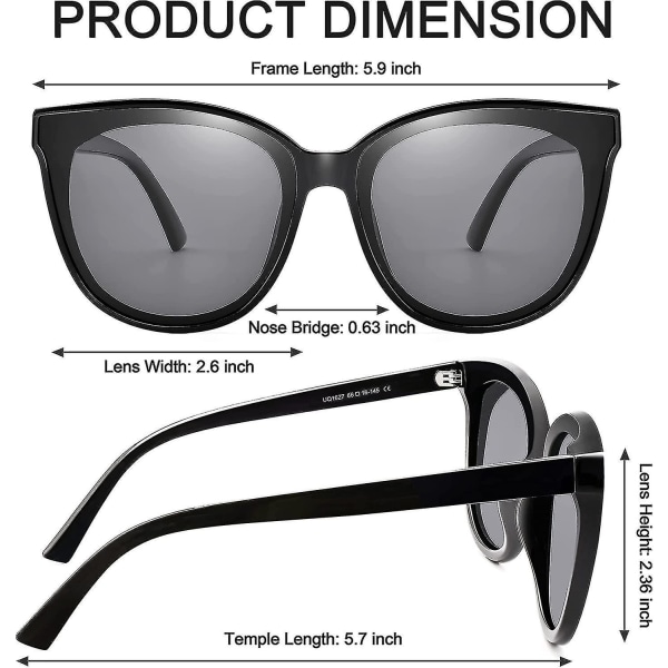 Overdimensjonerte Cat Eye-solbriller Polarisert Uv400-beskyttelse for kvinner, ekstra stor Trendy Vintage Cateye-solbriller Tr90-innfatning