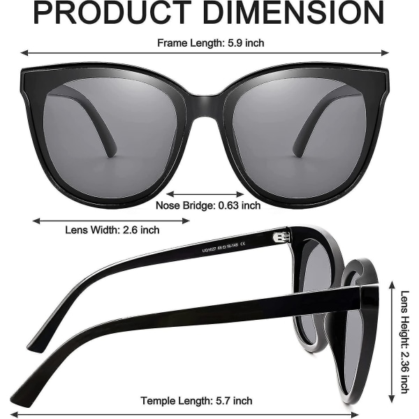 Oversizede Katteøjne Solbriller Polariseret Uv400 Beskyttelse Til Kvinder, Ekstra Store Trendy Vintage Cateye Solbriller Tr90 Stel