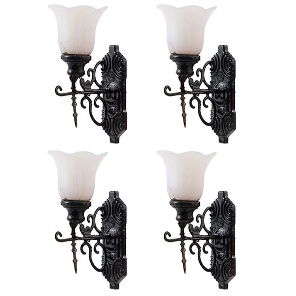 4 st Modell Tåg Mini Trädgård Vägglampa Järnväg Tåg Lampa Stolpeljus Vintage Led Vägglampa Tillbehör Black 1.7X2.5CM