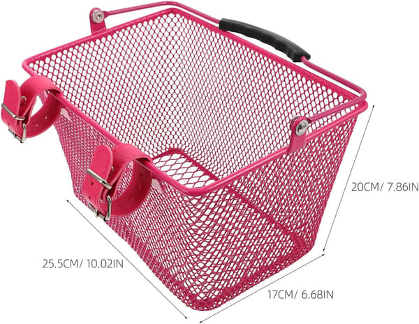 Pink Front-Mounted Bicycle Basket with Quick Release