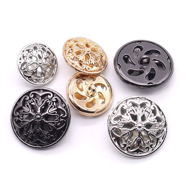 10 stk. Tøjknapper - Mode Hul Hjerte Metal Skaft Runde Form Metal Knapper Sæt Syknapper (25mm, Sort)