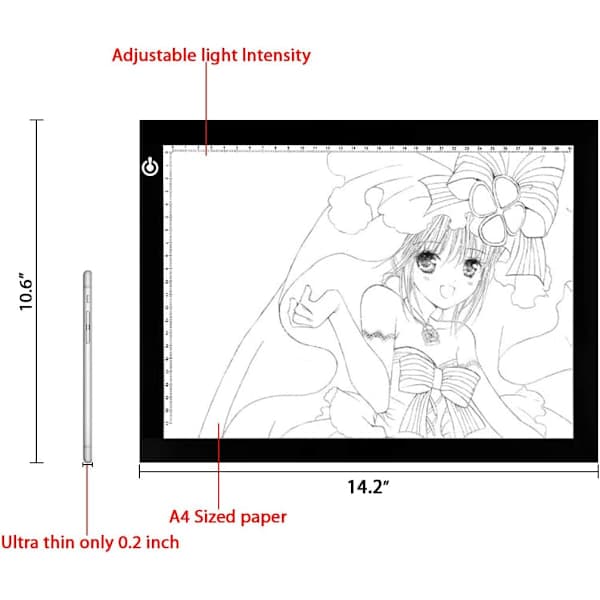 A4 LED Light Copy Board, Ultra-thin Adjustable USB Powered LED Drawing Pad for Tattoo, Drawing