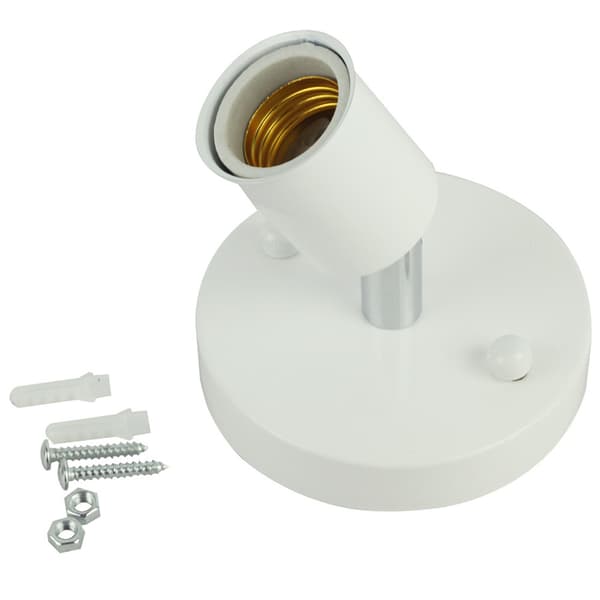 E27 Ceiling Lamp Socket, 180 Degree Rotation, Modern Adjustable Swivel Ceiling Light, Wall Socket Base, White