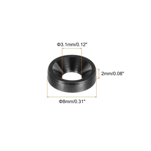 50 stk. M3 undersænkede skiver, 8 mm/0,31 tommer anodiseret aluminiumslegering, toppakninger til skrue RC/FPV/PC/drone tilbehørsdele, sort x 8 mm Gold SQUARE