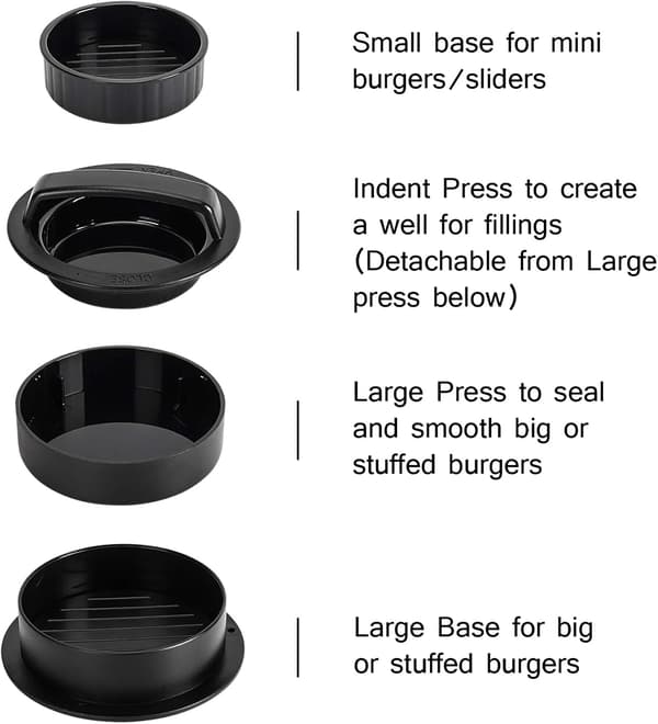 Hamburgerpress, hamburgarformare, mini-hamburgerpress, fylld hamburgerpress, 3-i-1 non-stick köksgrillverktyg